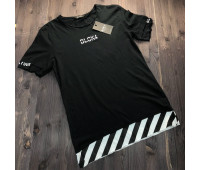 Удлиненная черная футболка мужская "BLCK4 Siyah"
