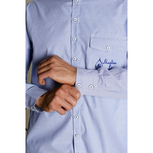 Рубашка без воротника мужская ML "Ансар", синий цвет